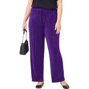 Slinky Brand Purple Liquid Knit Pull On Pants Women's TL Tall Large USA Made